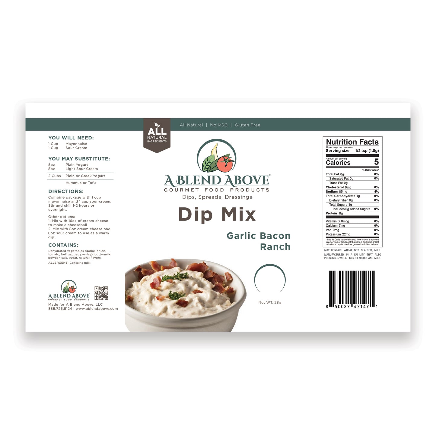 Garlic Bacon Ranch Dip Mix